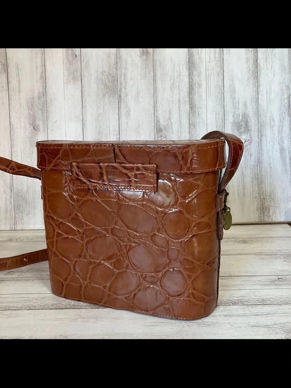 Mulberry Brown Croc-Embossed Leather Shoulder Bag